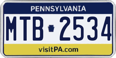 PA license plate MTB2534