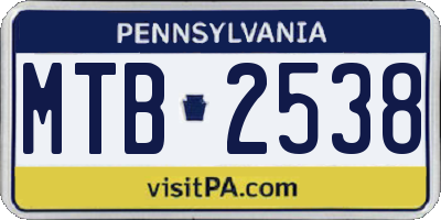 PA license plate MTB2538