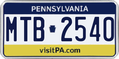 PA license plate MTB2540