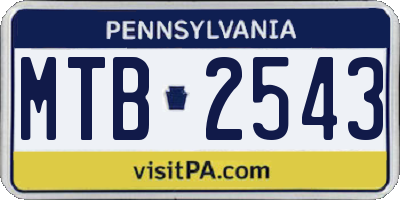 PA license plate MTB2543