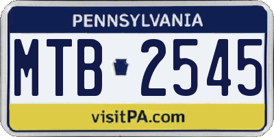 PA license plate MTB2545