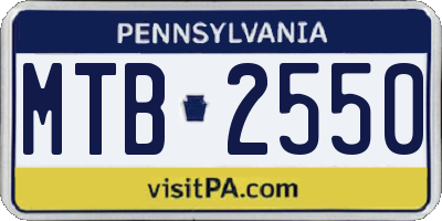 PA license plate MTB2550