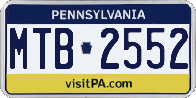 PA license plate MTB2552