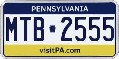 PA license plate MTB2555
