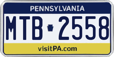 PA license plate MTB2558