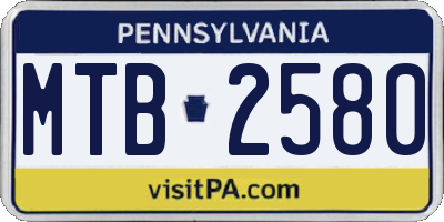 PA license plate MTB2580