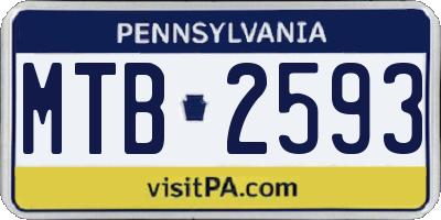 PA license plate MTB2593
