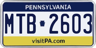PA license plate MTB2603