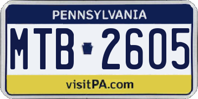 PA license plate MTB2605