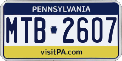 PA license plate MTB2607