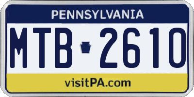 PA license plate MTB2610