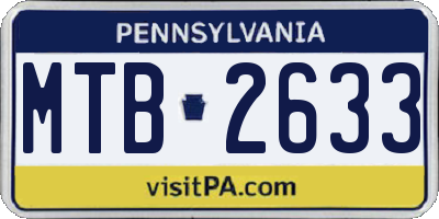 PA license plate MTB2633