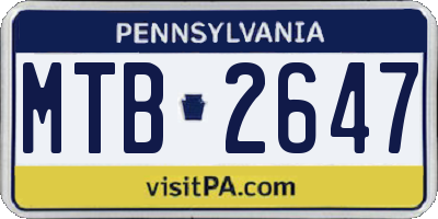 PA license plate MTB2647