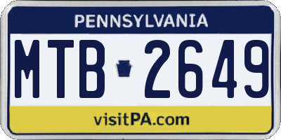PA license plate MTB2649