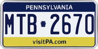 PA license plate MTB2670