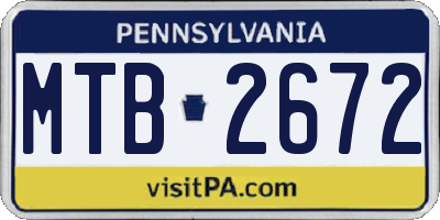 PA license plate MTB2672