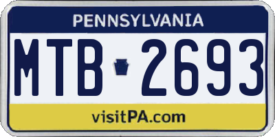 PA license plate MTB2693