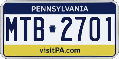 PA license plate MTB2701