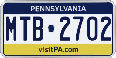 PA license plate MTB2702