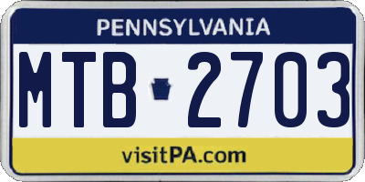 PA license plate MTB2703