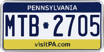 PA license plate MTB2705