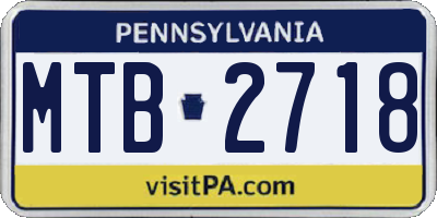 PA license plate MTB2718