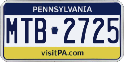 PA license plate MTB2725