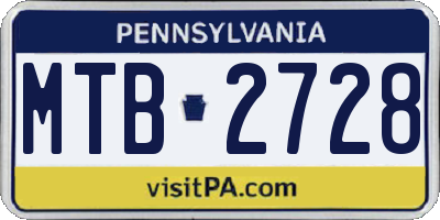PA license plate MTB2728