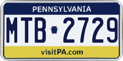 PA license plate MTB2729