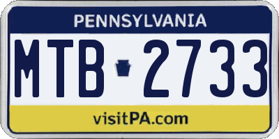 PA license plate MTB2733
