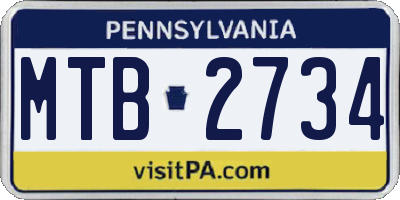 PA license plate MTB2734