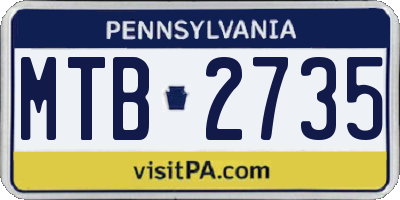 PA license plate MTB2735