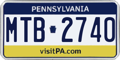 PA license plate MTB2740