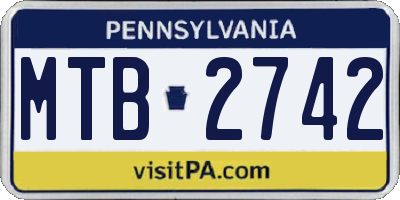 PA license plate MTB2742