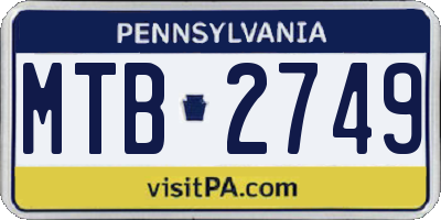 PA license plate MTB2749