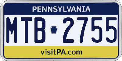 PA license plate MTB2755
