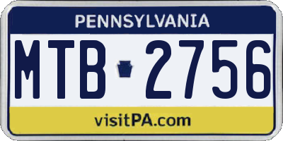 PA license plate MTB2756