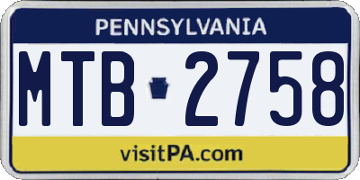 PA license plate MTB2758