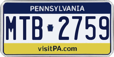 PA license plate MTB2759
