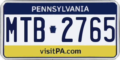 PA license plate MTB2765