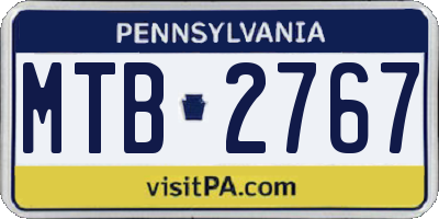 PA license plate MTB2767