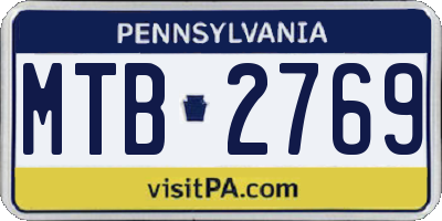 PA license plate MTB2769