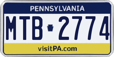 PA license plate MTB2774