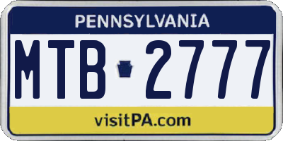 PA license plate MTB2777