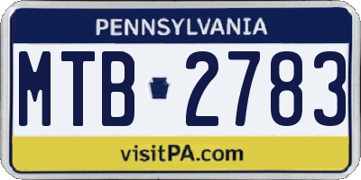 PA license plate MTB2783