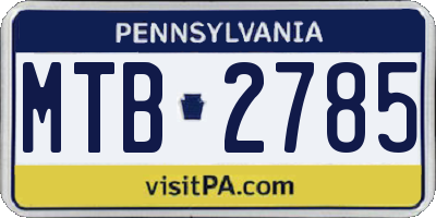 PA license plate MTB2785