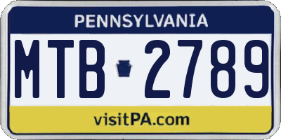 PA license plate MTB2789