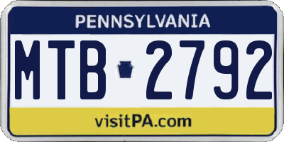 PA license plate MTB2792