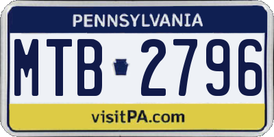 PA license plate MTB2796
