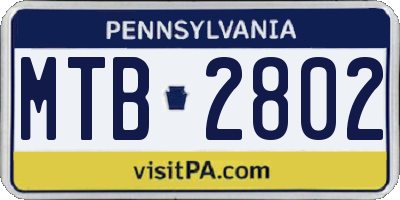 PA license plate MTB2802